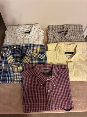 Lot of 5 XXLT Nautica Men’s Plaid Button-Down Shirt - Yellow, Blue, Red Options